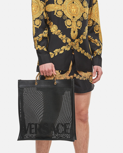 Shop Versace Tote Bag In Black