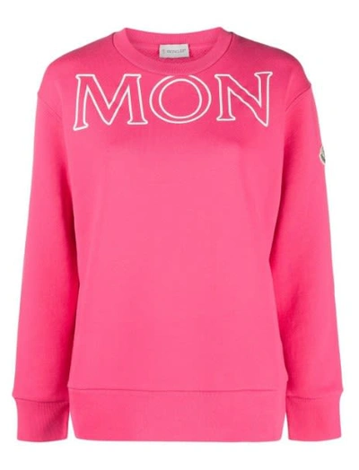 Shop Moncler Logo Printed Sweater In Pink
