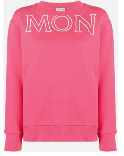 Shop Moncler Logo Printed Sweater In Pink