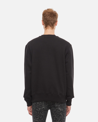 Shop Versace Jeans Couture Crewneck Cotton Sweatshirt In Black