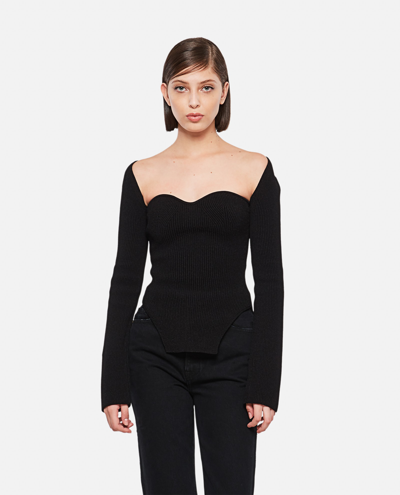 Shop Khaite Maddy Ribbed Stretch Viscose Top In Black