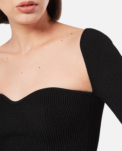 Shop Khaite Maddy Ribbed Stretch Viscose Top In Black