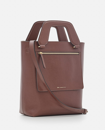 Shop Aim Handmade In Italy Sofia Grain Leather Tote Bag In Brown