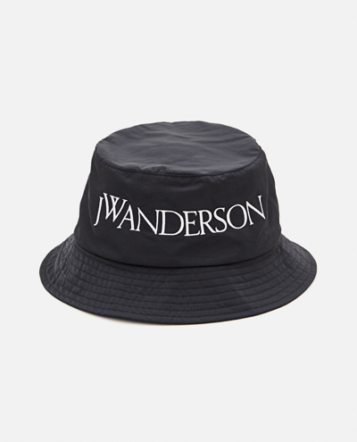 Jw Anderson Logo Embroidered Bucket Hat In Black