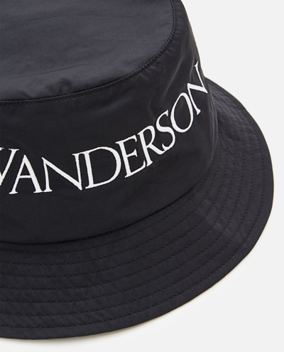 Jw Anderson Logo Embroidered Bucket Hat In Black