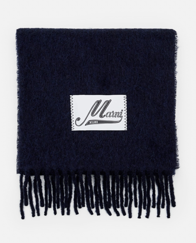 Shop Marni Wool Scarf In Blue