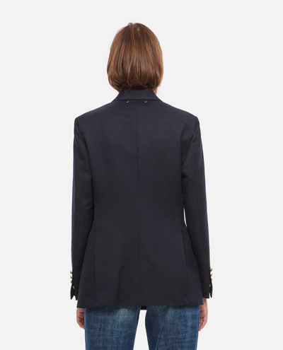 Shop Golden Goose Wool Double Breasted Blazer In Blue