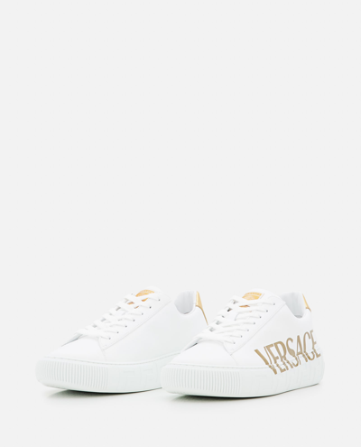 Shop Versace Sneakers Calf Leather In White