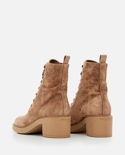 Shop Gianvito Rossi Foster Lace-up Suede Boots In Brown