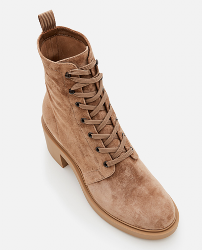 Shop Gianvito Rossi Foster Lace-up Suede Boots In Brown