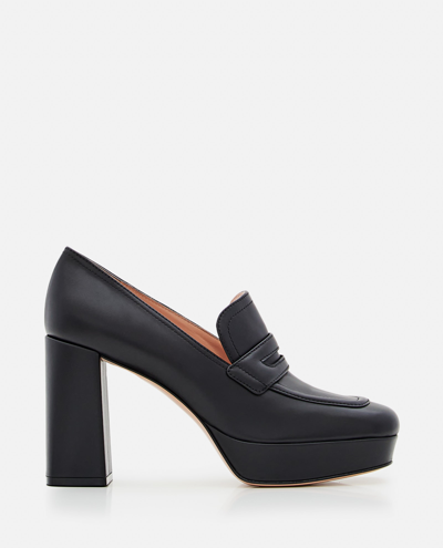 Shop Gianvito Rossi Rouen Heeled Leather Loafers In Black