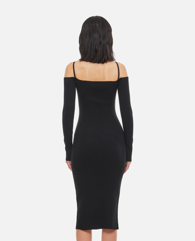 Shop Jacquemus La Robe Sierra Viscose And Linen Midi Dress In Black