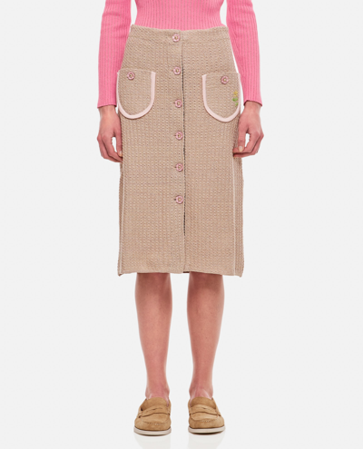 Shop Cormio Lucia Cotton Midi Skirt In Beige