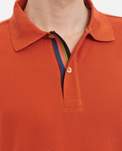 Shop Paul Smith Mens Polo Shirt Str Placket In Orange