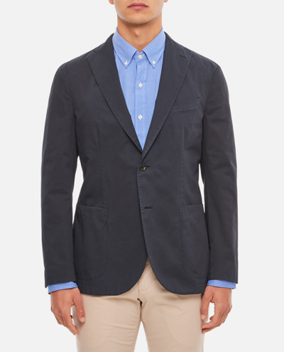 Shop Boglioli Single-breasted Jacket In Stretch Cotton Twill, 2 Buttons In Blue