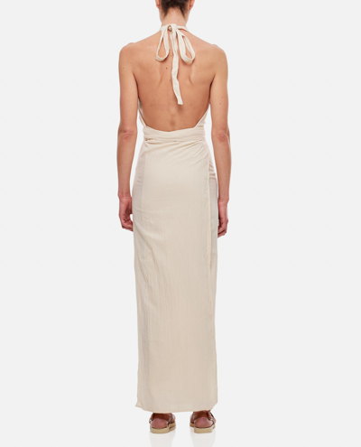 Caravana Tacoh Cotton Long Dress With Slits In White