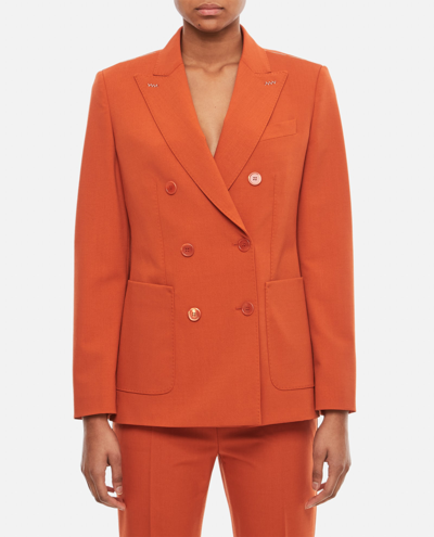 Shop Max Mara Double Breasted Wool Jacket In Orange