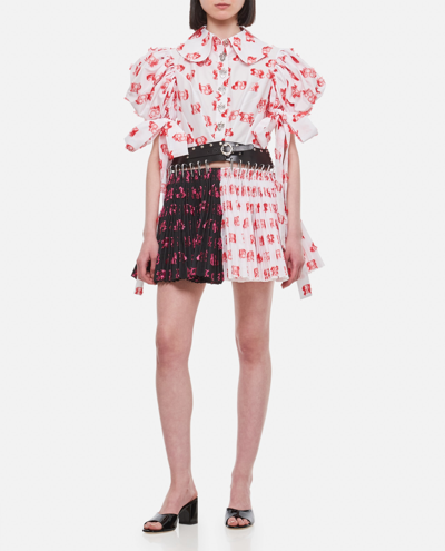 Chopova Lowena Apex Printed Puff-sleeve Pleated Mini Dress In Multicolour