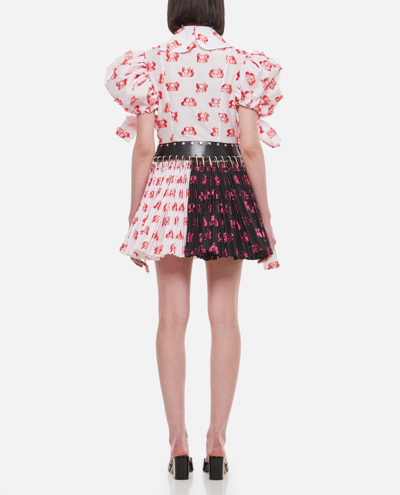 Chopova Lowena Apex Printed Puff-sleeve Pleated Mini Dress In Multicolour