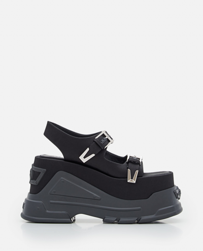 Shop Versace Satin Chunky Sandals In Black