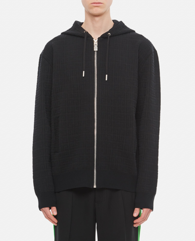 Shop Givenchy Knitted Zip Hooded Blouson In Black