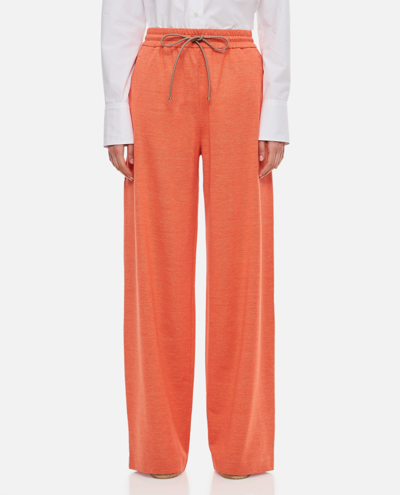Shop Max Mara Eolie Jersey Cotton Trousers In Orange