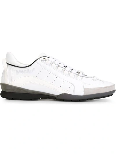 Dsquared2 Two Tone Leather & Nylon Sneakers In White