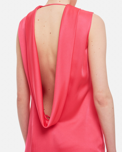 Shop Versace Satin Long Dress In Pink