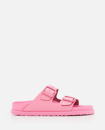 Shop Birkenstock Arizona Brushed Leather Sandals In Pink