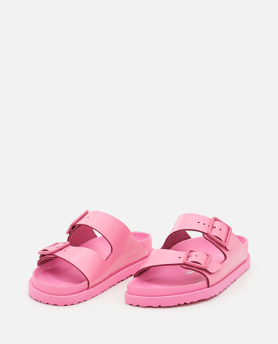 Shop Birkenstock Arizona Brushed Leather Sandals In Pink