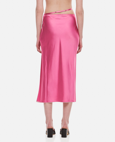 Shop Jacquemus La Jupe Notte Satin Midi Skirt In Pink