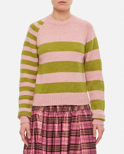 Molly Goddard Striped Raglan-sleeve Sweater In Pink