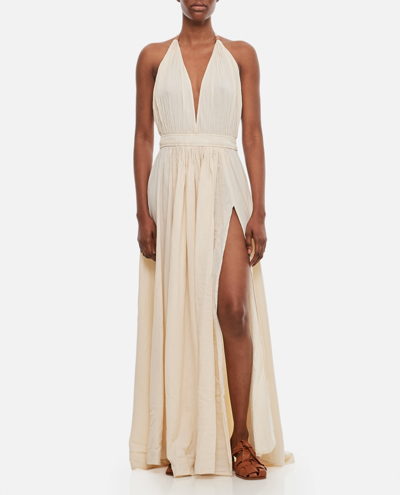 Shop Caravana Hera Cotton Long Dress With Slits In White