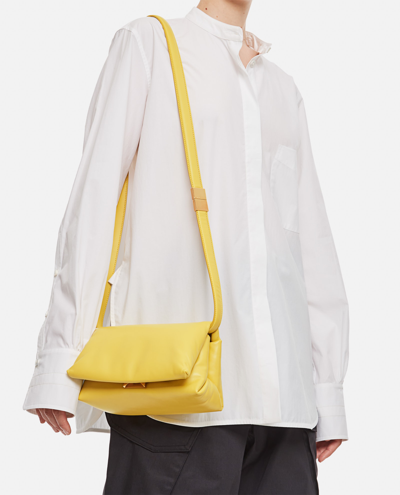 Shop Marni Small Prisma Leather Shoulder Bag In Yellow