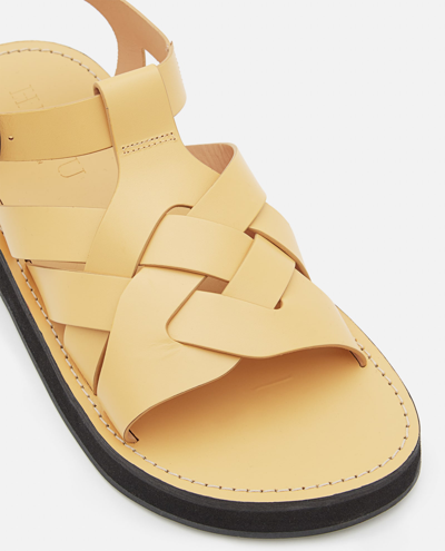 Shop Hereu Beltra Leather Sandals In Yellow