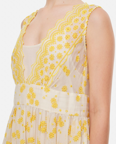 Shop Péro San Gallo Embroidered Maxi Dress In Yellow