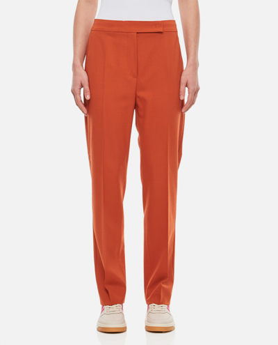 Shop Max Mara Cerisa Wool Trousers In Orange