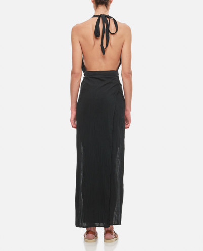 Shop Caravana Tacoh Cotton Long Dress With Slits In Black