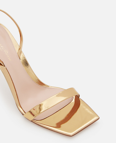 Shop Gianvito Rossi 85mm Ribbon Stiletto Heel Sandals In Golden