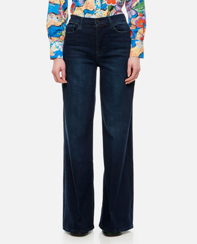 Shop Frame Le Palazzo Cotton Jeans In Blue