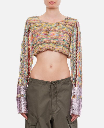 Shop Collina Strada Collina X Vitelli Eteri Cotton Blend Cropped Sweater In Multicolour