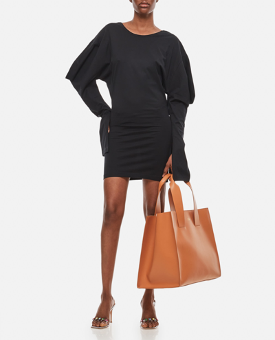 Setchu Draped-detail Mini Dress In Black
