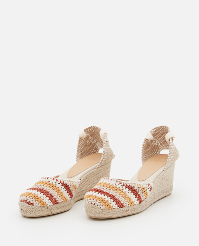 Castaã±er Castañer Carina Ankle Strap Crochet Wedge Sandals In Multicolour