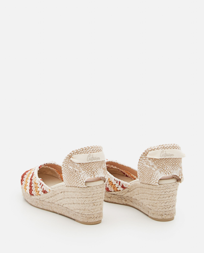 Castaã±er Castañer Carina Ankle Strap Crochet Wedge Sandals In Multicolour