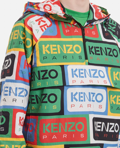 Shop Kenzo Label Packable Anorak In Multicolour