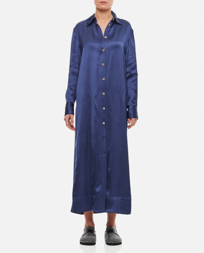Shop Loulou Studio Ara Viscose Long Dress In Blue