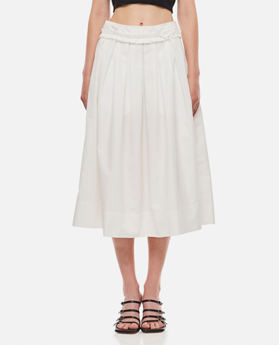 Shop Plan C Pleated Cotton Midi Skirt In White