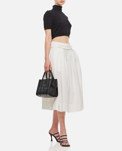 Shop Plan C Pleated Cotton Midi Skirt In White