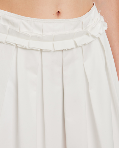 Shop Plan C Pleated Cotton Midi Skirt In White