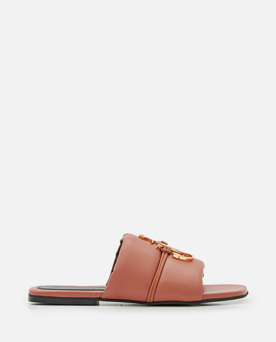Shop Jw Anderson Anchor Logo Leather Slides In Brown